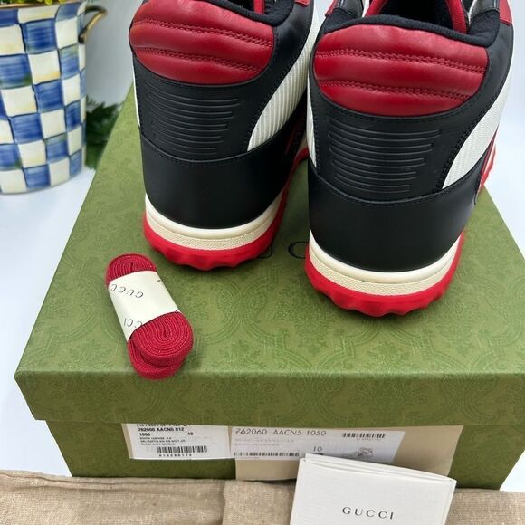 Men’s Gucci Mac 80 high top leather sneakers size 10 made in Italy - Picture 6 of 10